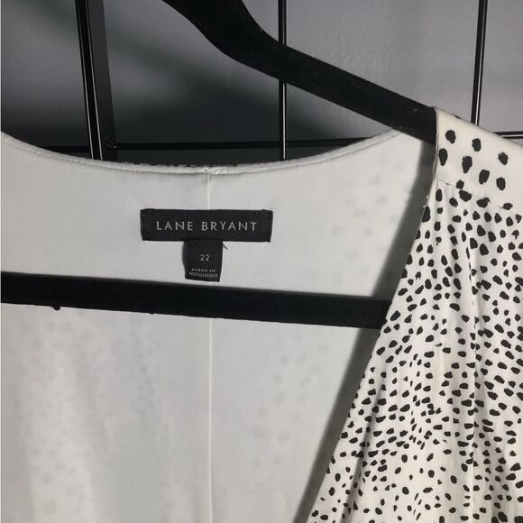 Lane Bryant plus size white and black polka dot faux wrap top dress EUC - Picture 4 of 8
